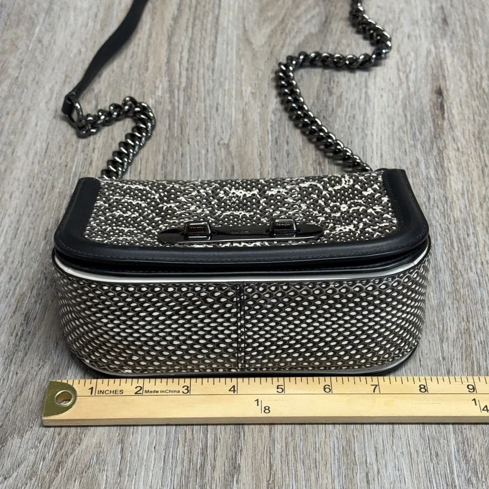 COACH Leather Snakeskin Pattern Crossbody Black Shoulder Bag 59493 EUC